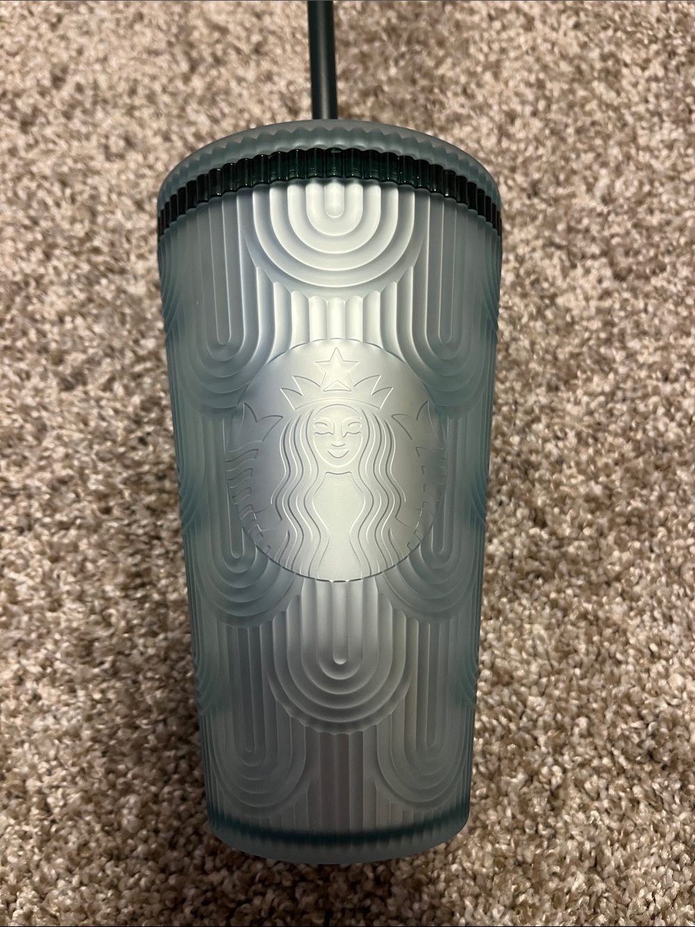 NWT Starbucks Matte Seafoam Embossed Logo Tumbler with Straw